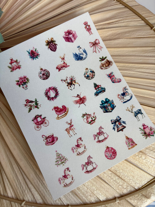 Pretty Pink Xmas Charms Transfer Paper