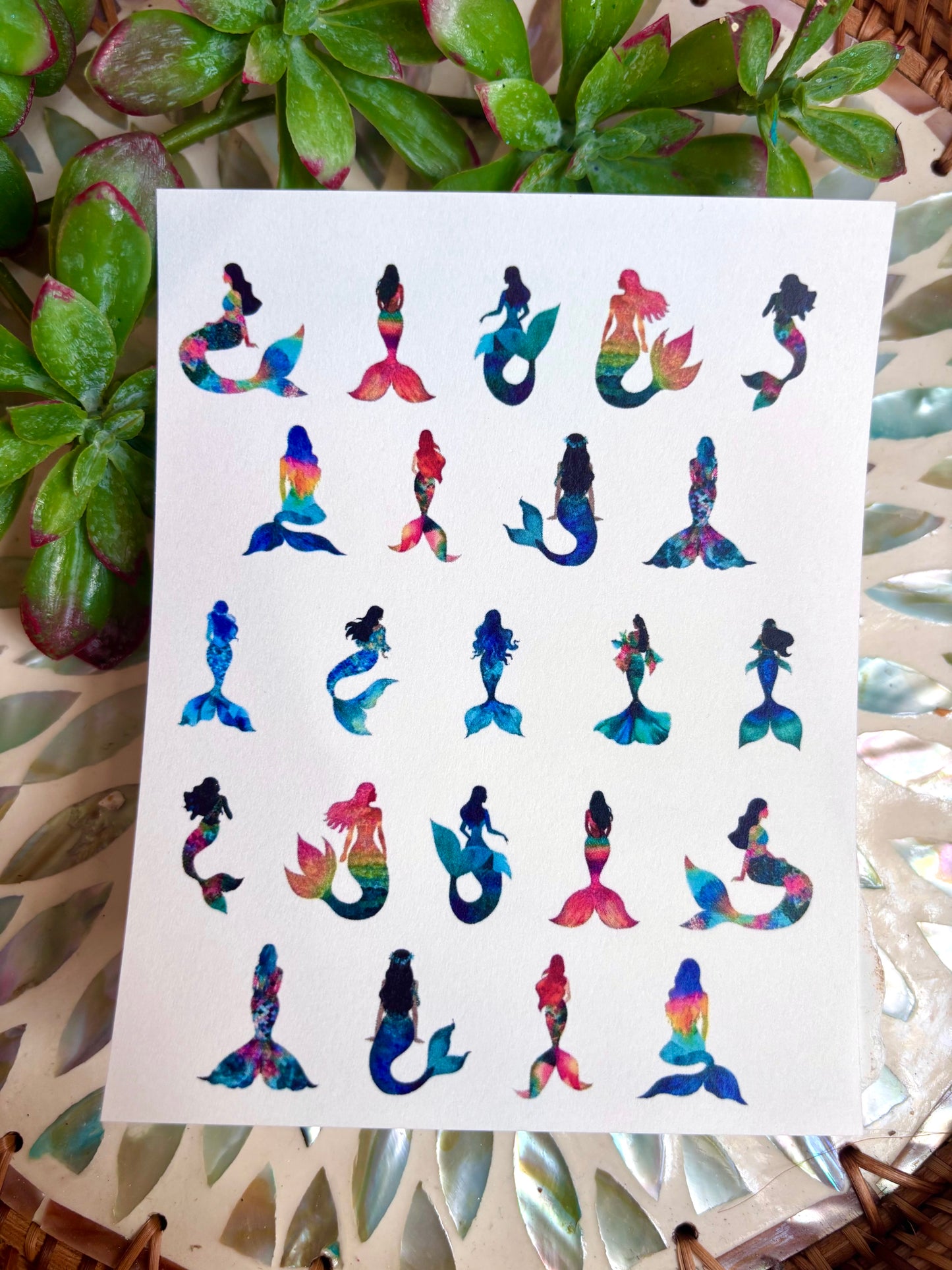 Watercolor Mermaid Charm Transfers
