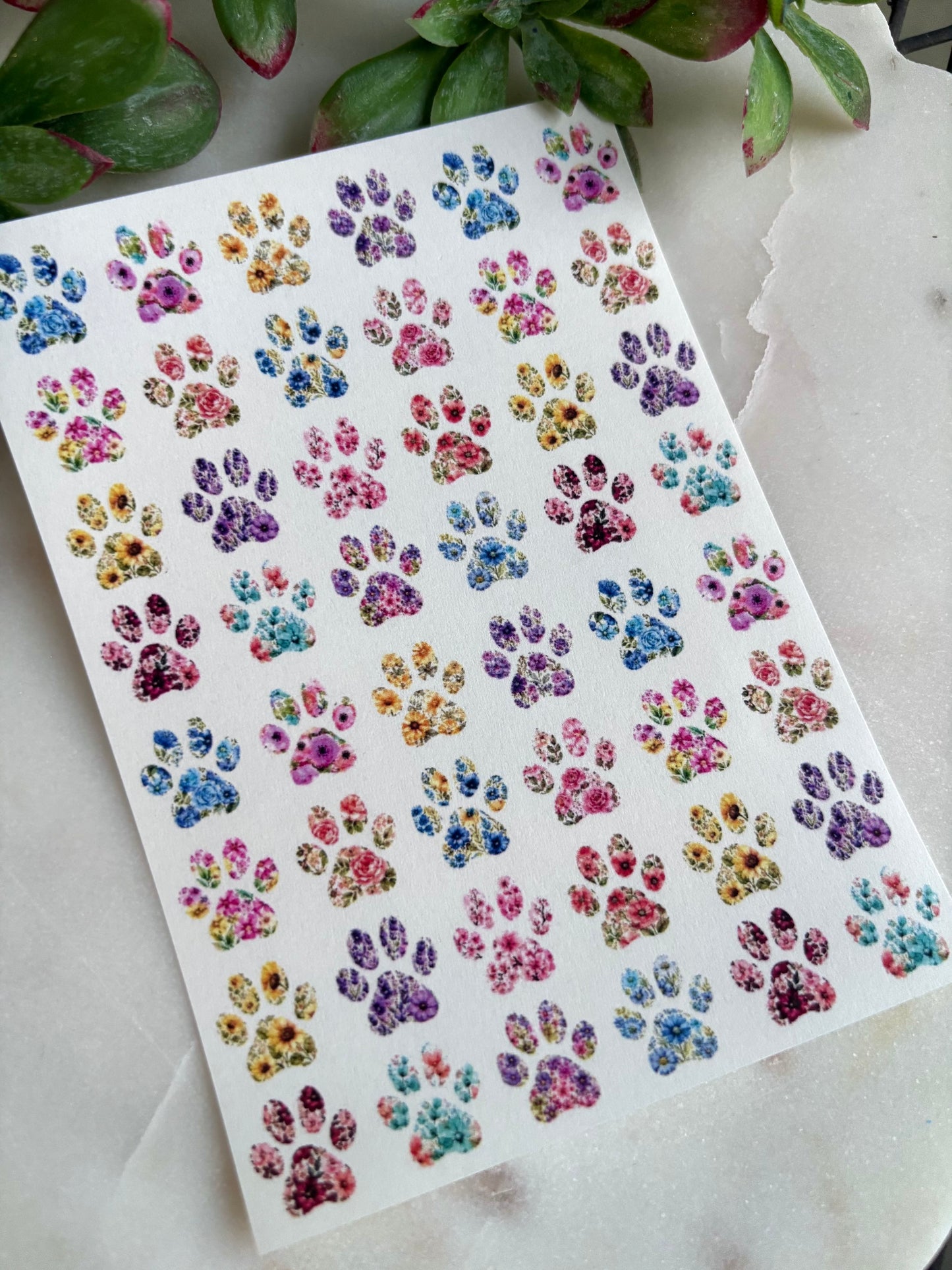 Floral Puppy Paw Charm Transfers