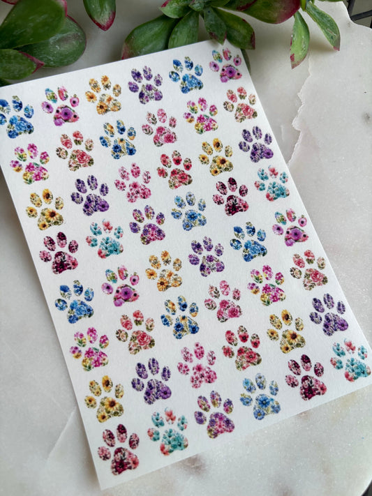 Floral Puppy Paw Charm Transfers