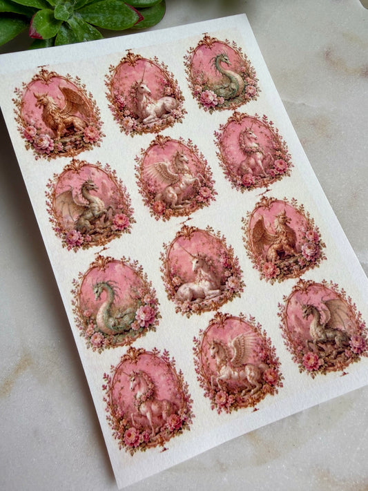 Rococo Mythical Beasts Transfer Paper