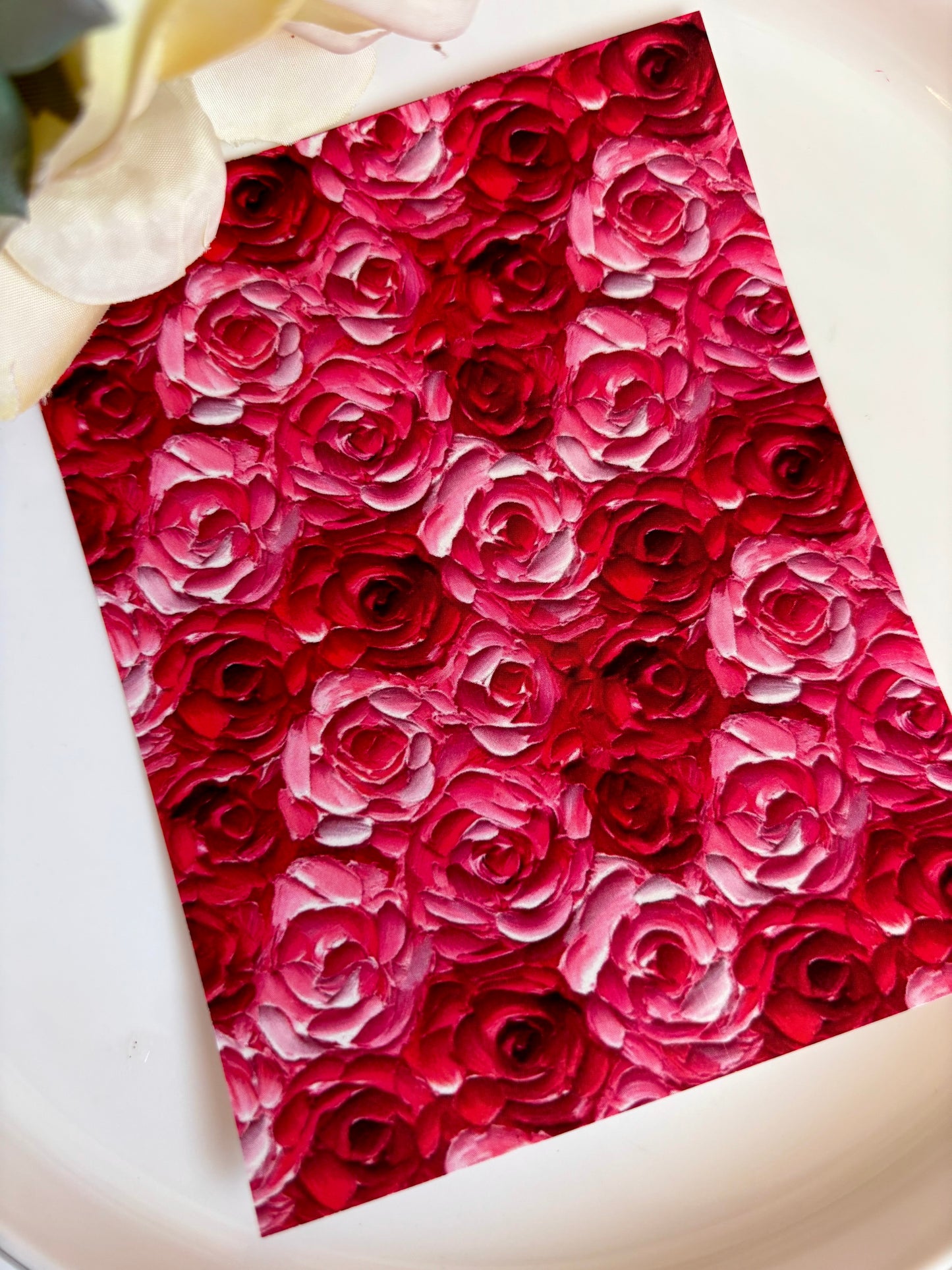 Pink Rose Impasto Transfer Paper