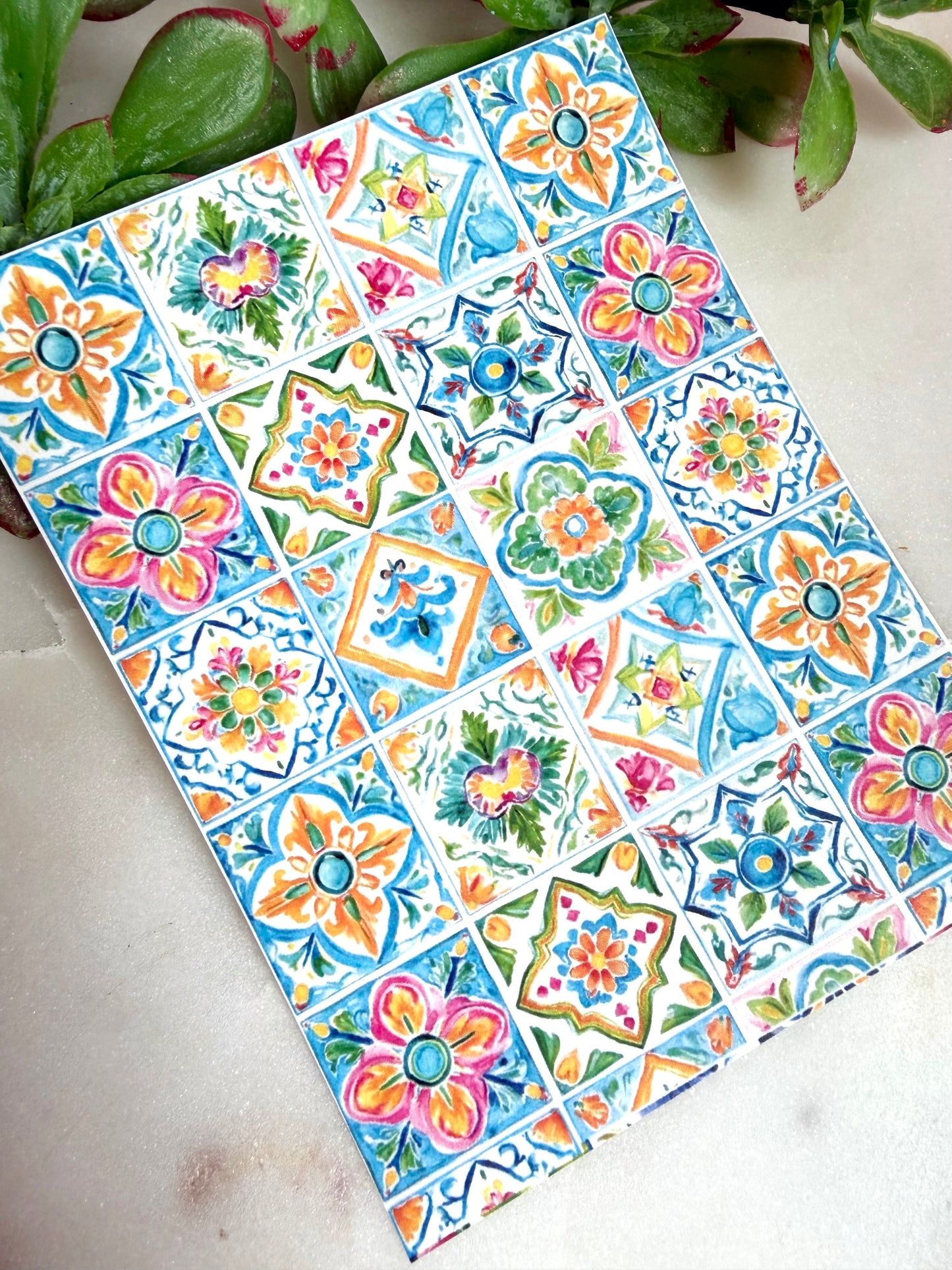 Mediterranean Mix Tile Transfer Paper