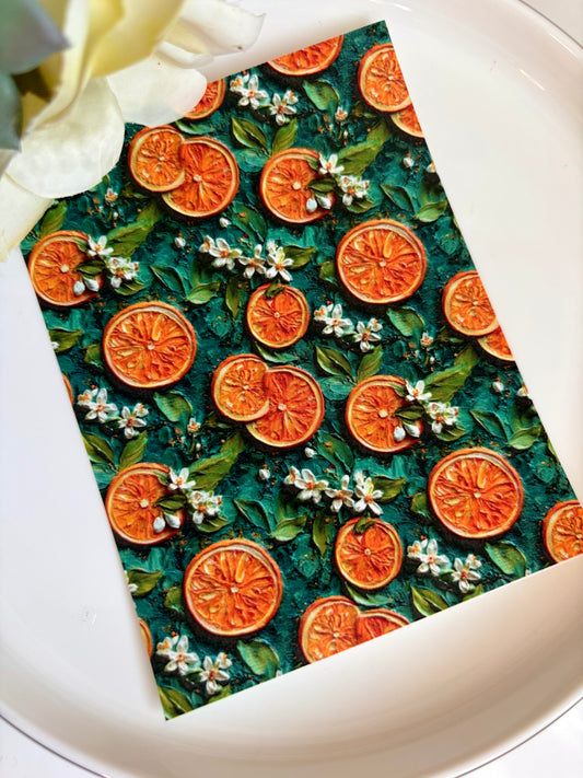Green Orange Impasto Transfer Paper