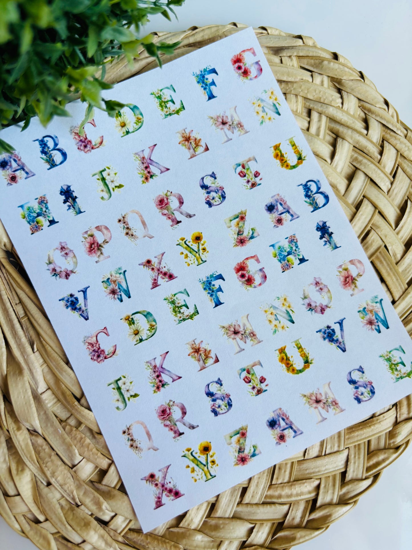 Floral Alphabet Charm Transfer Paper