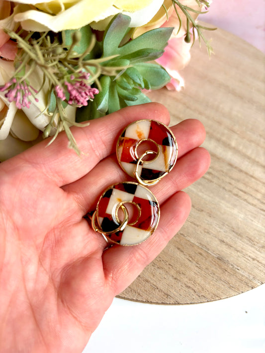 Tortoiseshell Checkerboard Earrings