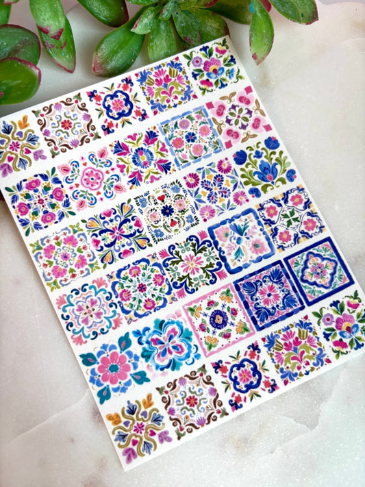 Colorful Floral Tile Transfer Paper