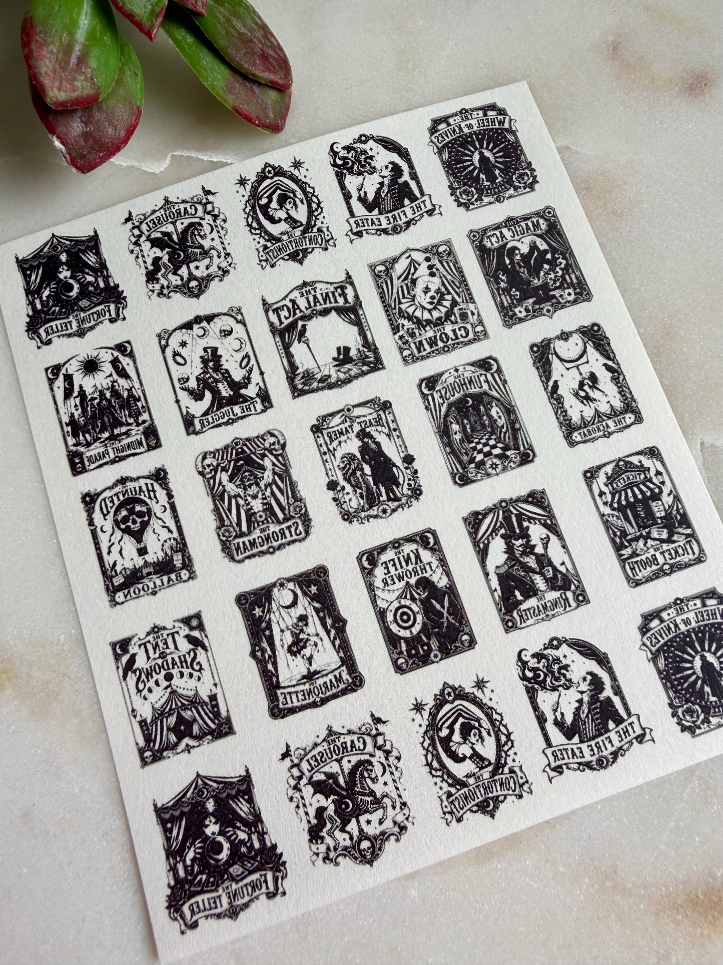 Dark Carnival Tarot Transfer Papers