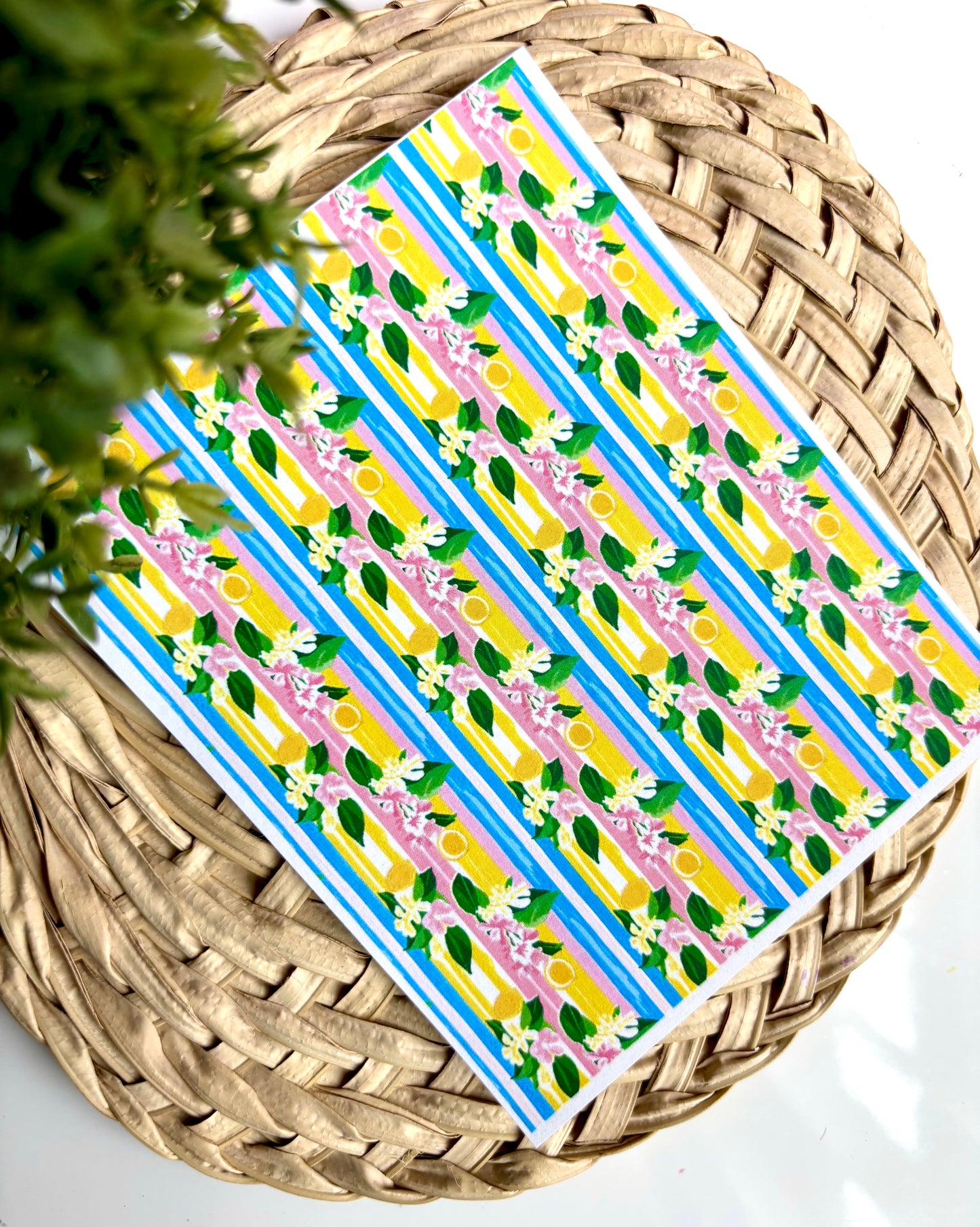 Blue Lemon Stripe Transfer Paper