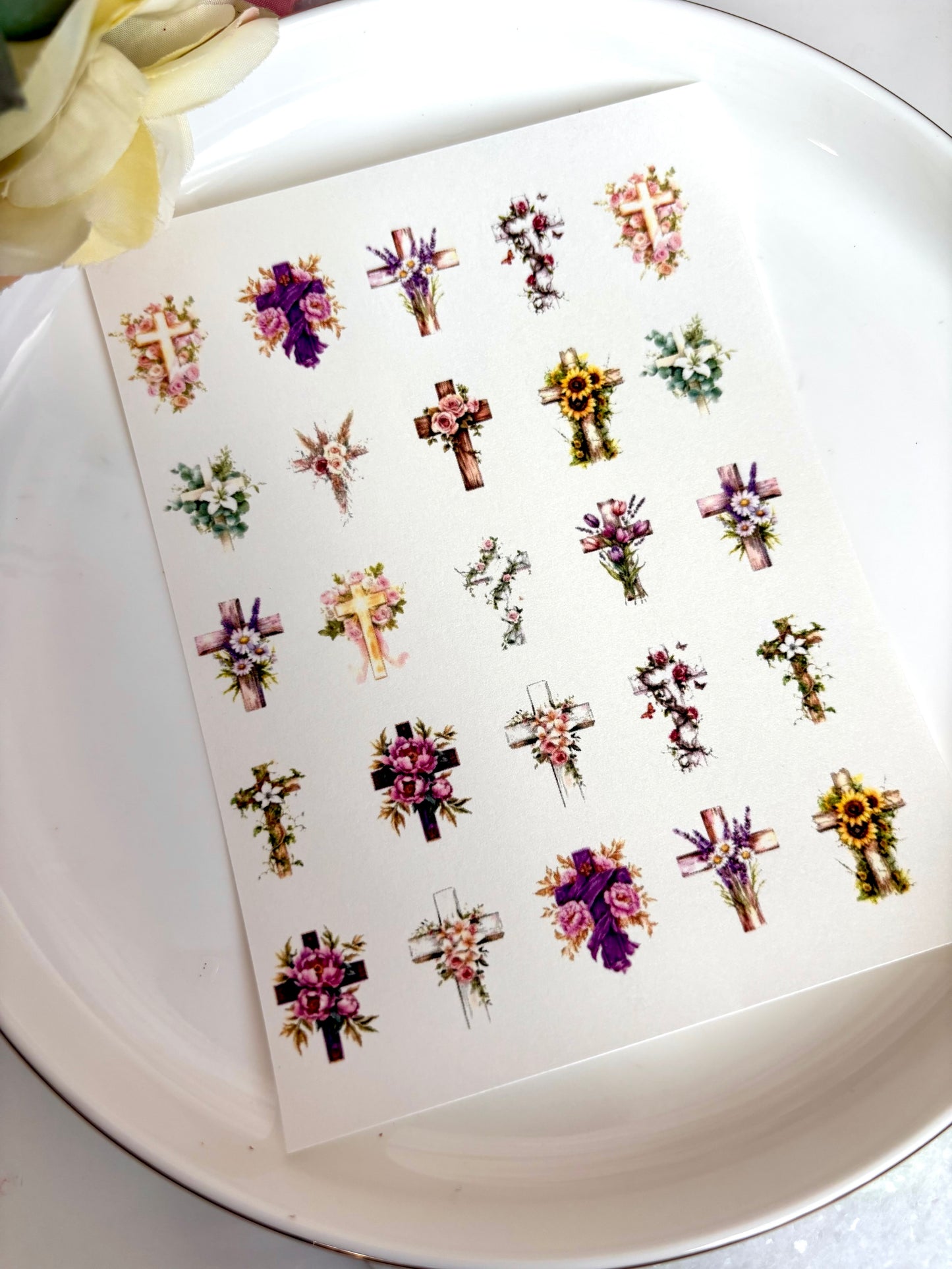 Floral Easter Crosses Charm Paper