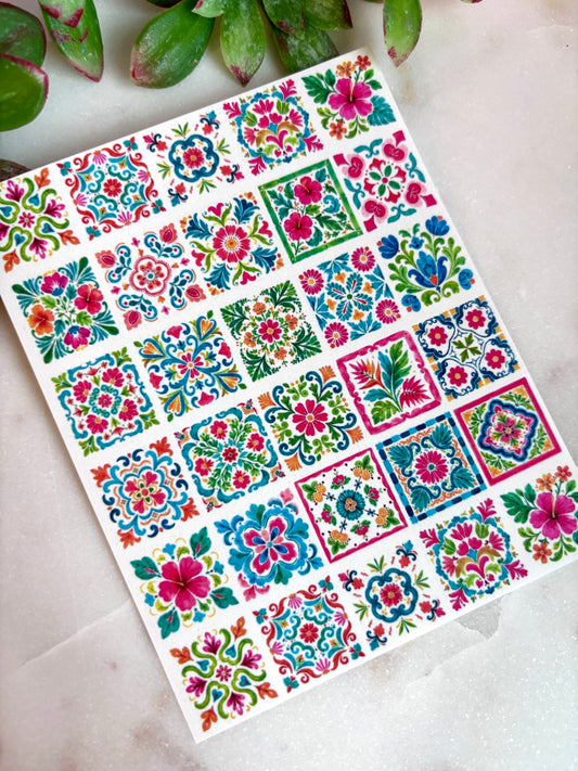 Island Floral Tile Transfer Papers