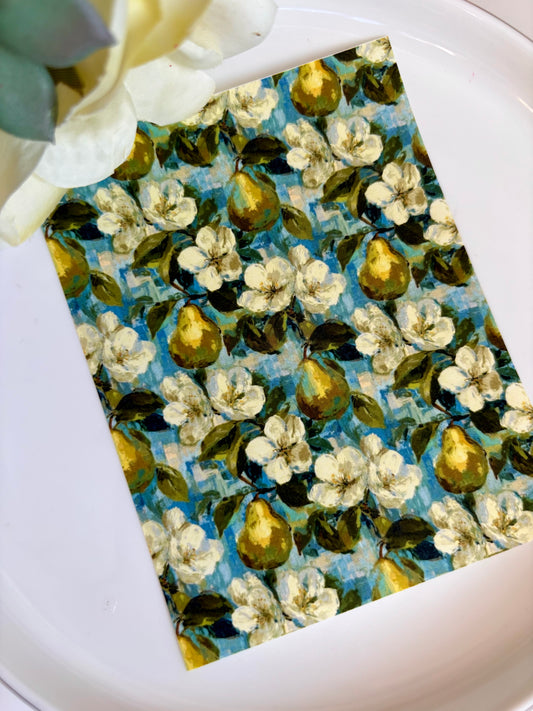 Pear Flower on Blue Oil Painting Transfer Paper