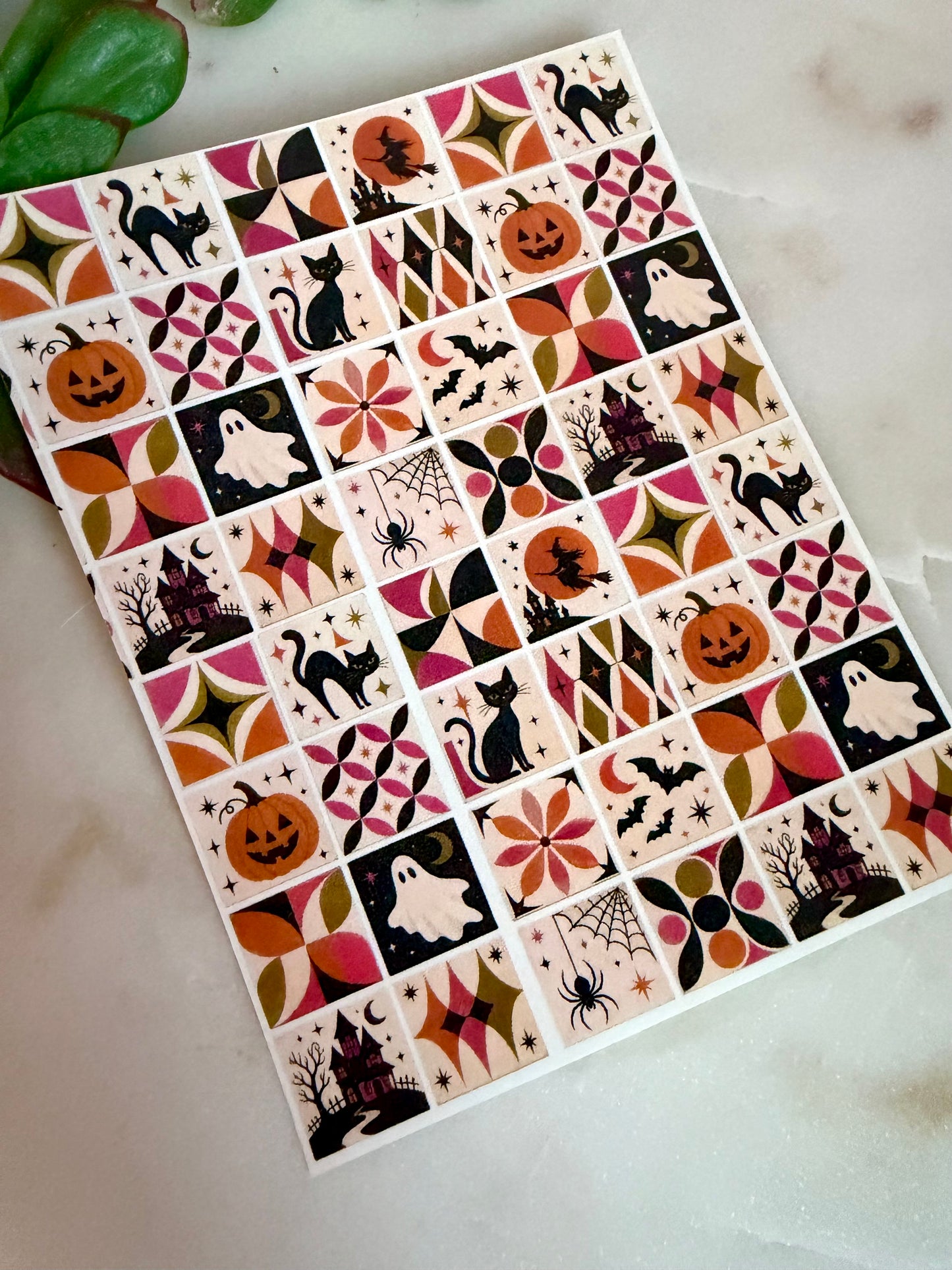 Mid Century Halloween Tile Transfer Paper