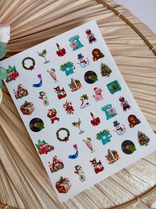Retro Xmas Charms Transfer Paper