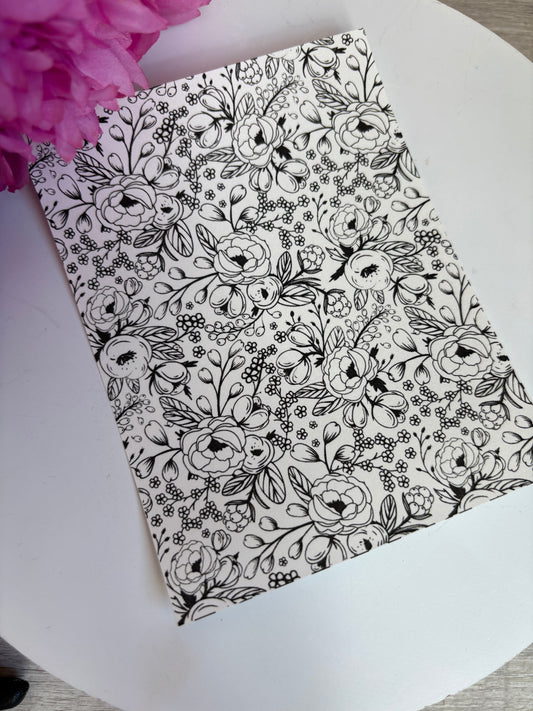 Flower Doodle BW Transfer Paper