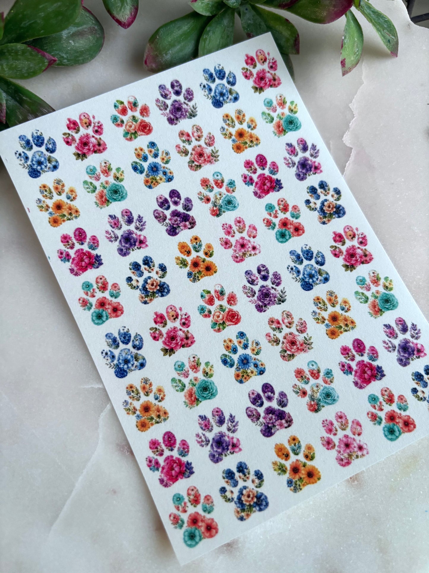 Floral Puppy Paw Charm Transfers