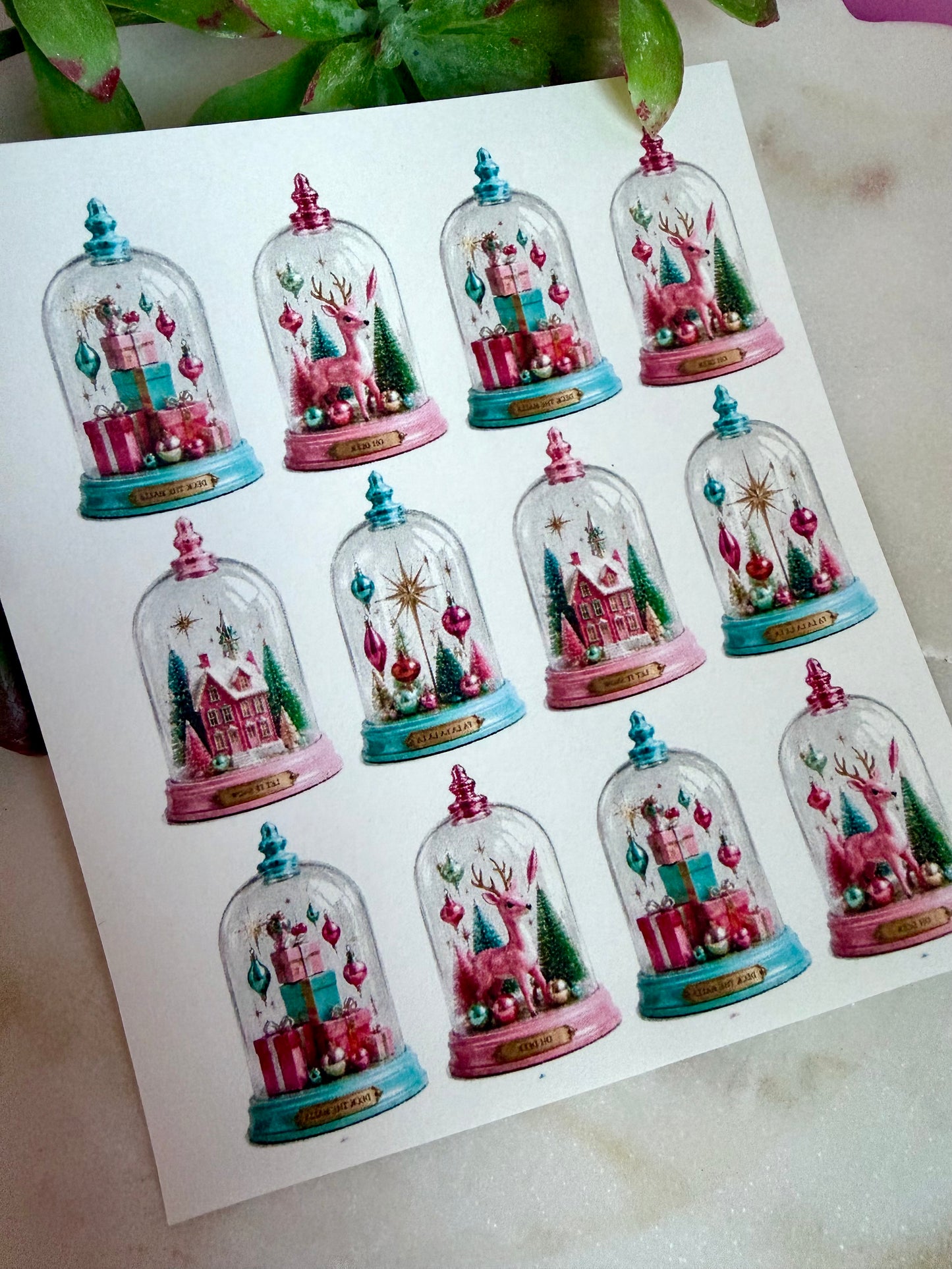 Vintage Christmas Cloche Transfer Paper
