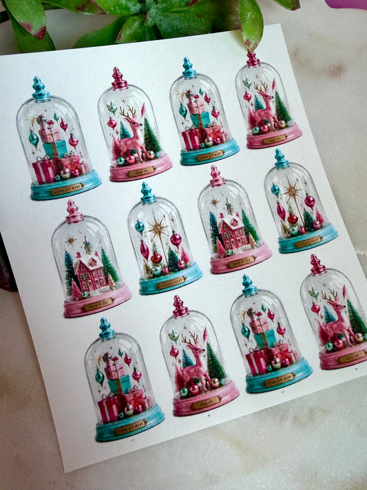Vintage Christmas Cloche Transfer Paper