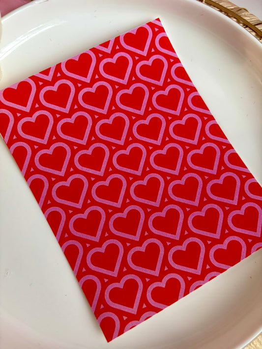 Pink Outline Hearts Transfer Paper