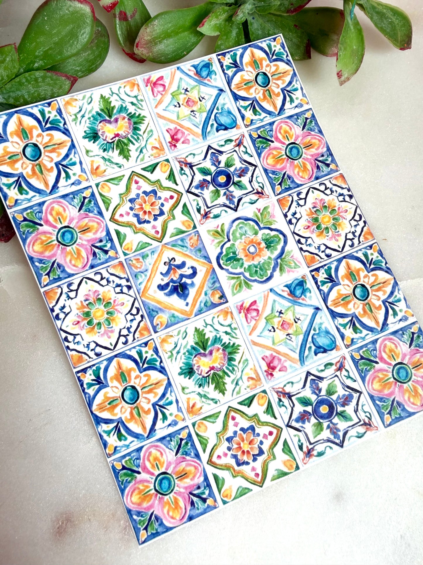 Mediterranean Mix Tile Transfer Paper