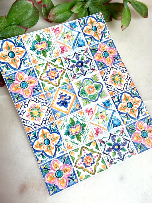 Mediterranean Mix Tile Transfer Paper