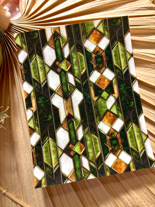 Vintage Green Glass C Transfer Paper