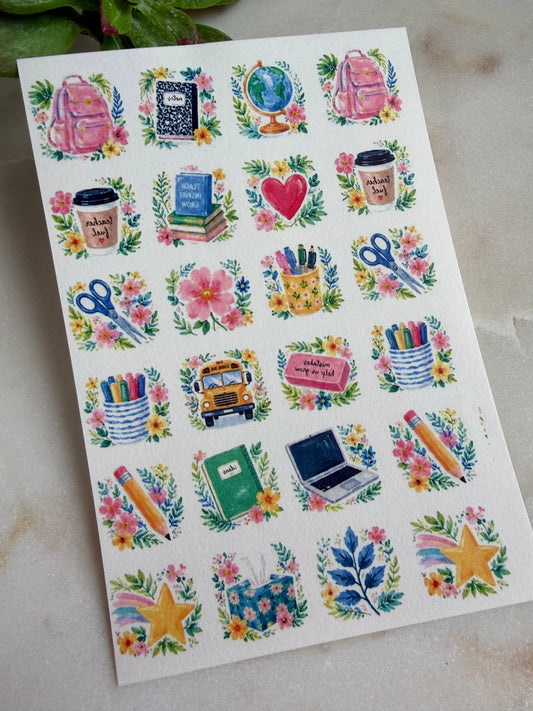 Floral Teacher Charm Transfers