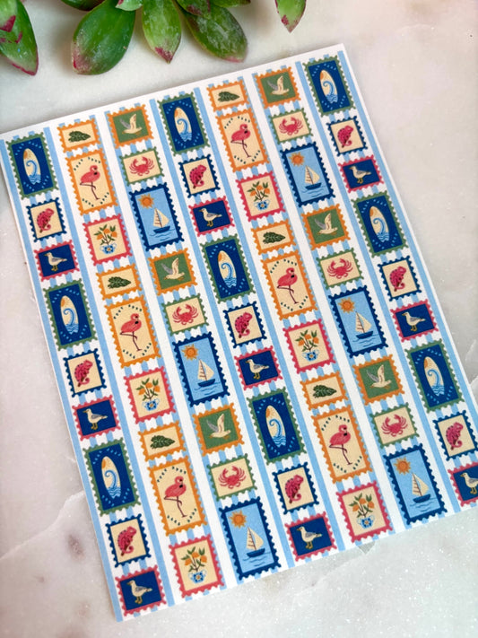 Coastal Stripe Frame Transfer Paper