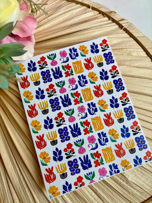 Funky Floral Charms Blue Transfer Paper