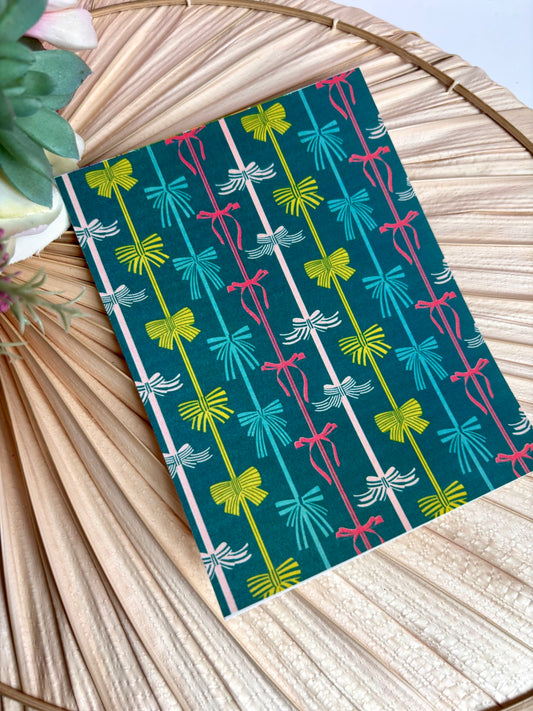 Teal Bow Stripe Transfer Paper