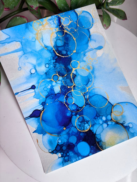 Blue Inky Bubbles Transfer Paper