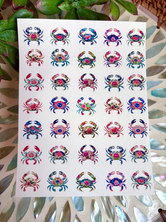 Floral Crab Charm Transfer Paper