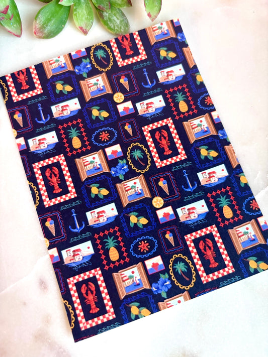 Navy Lobster Motif Transfer Paper