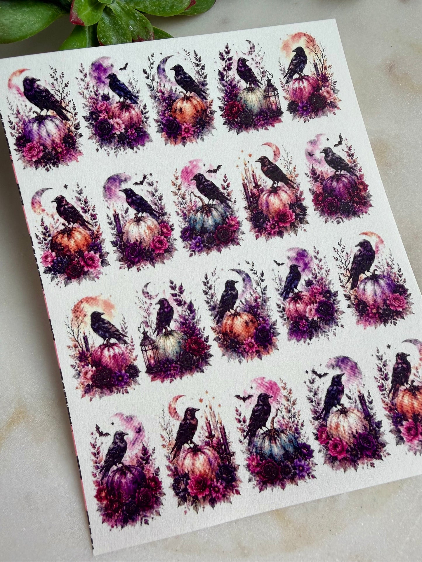 Floral Crow Transfer Paper