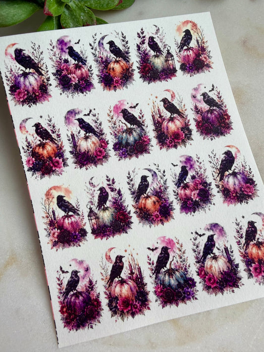 Floral Crow Transfer Paper