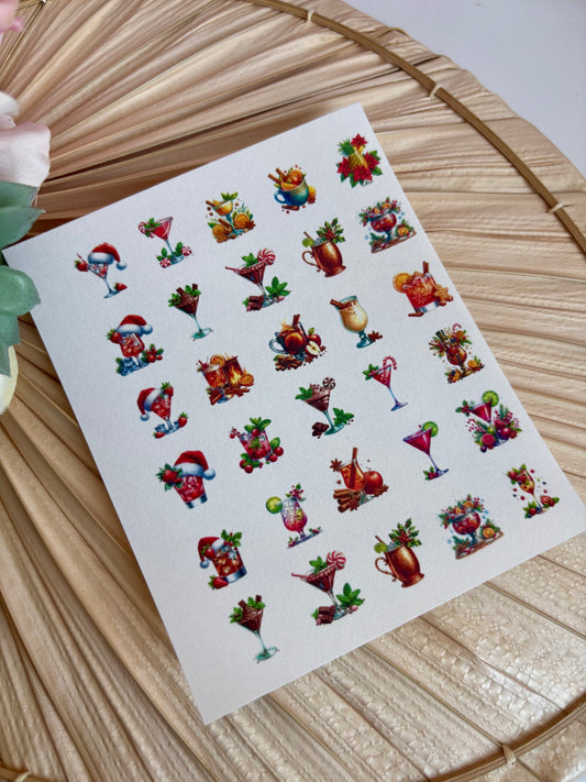 Christmas Cocktail Charms Transfer Paper