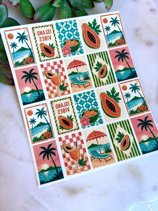 Papaya Retro Tile Transfer Paper