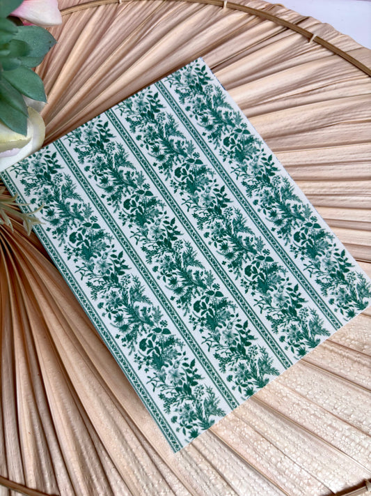 Green Floral Stripe Transfer Paper