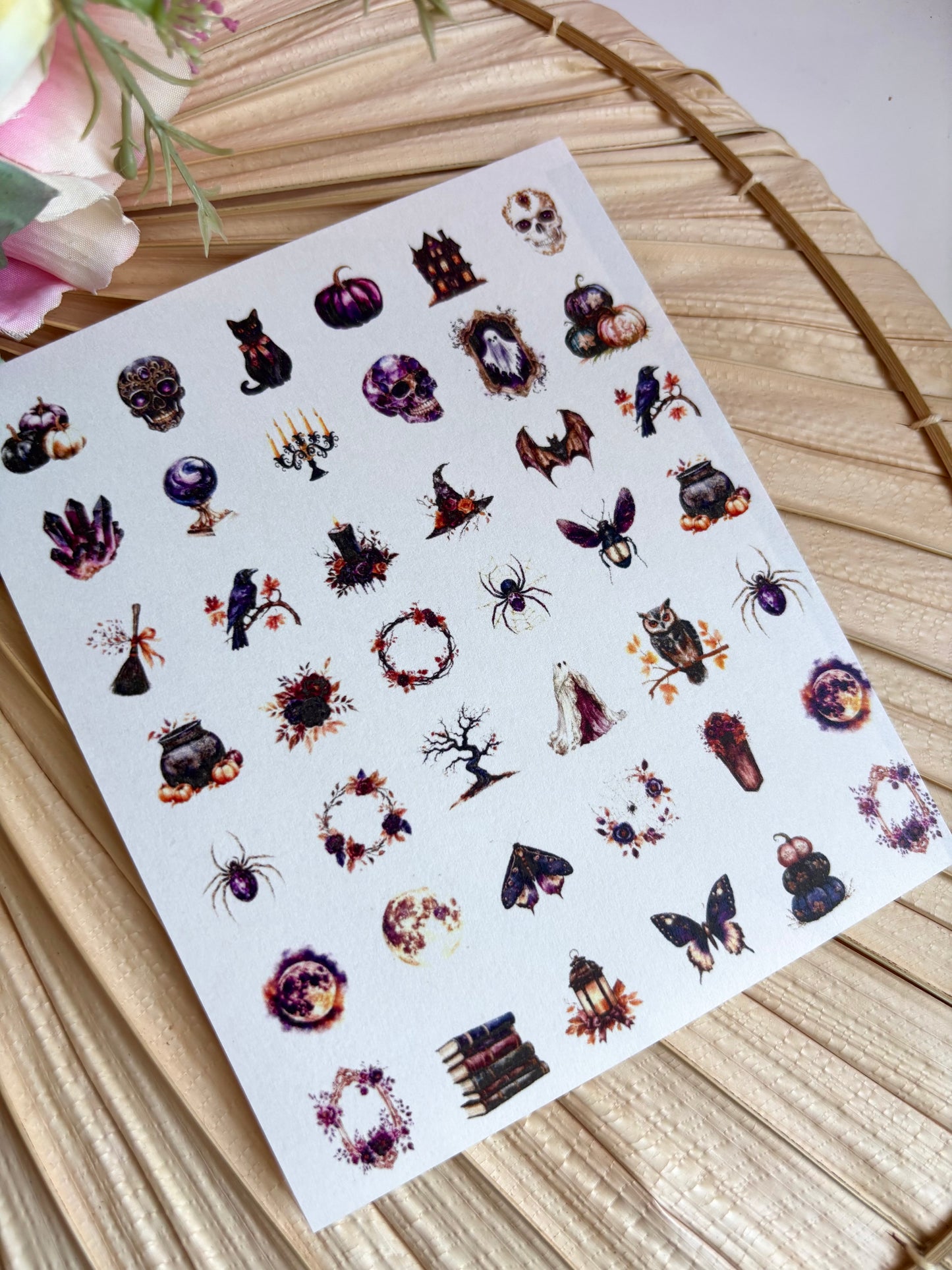 Dark Floral Charms Transfer Paper