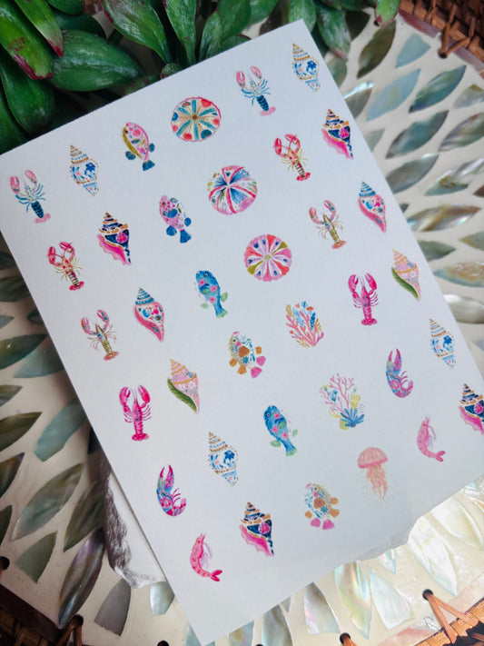 Floral Sea Life Charm Transfer Paper