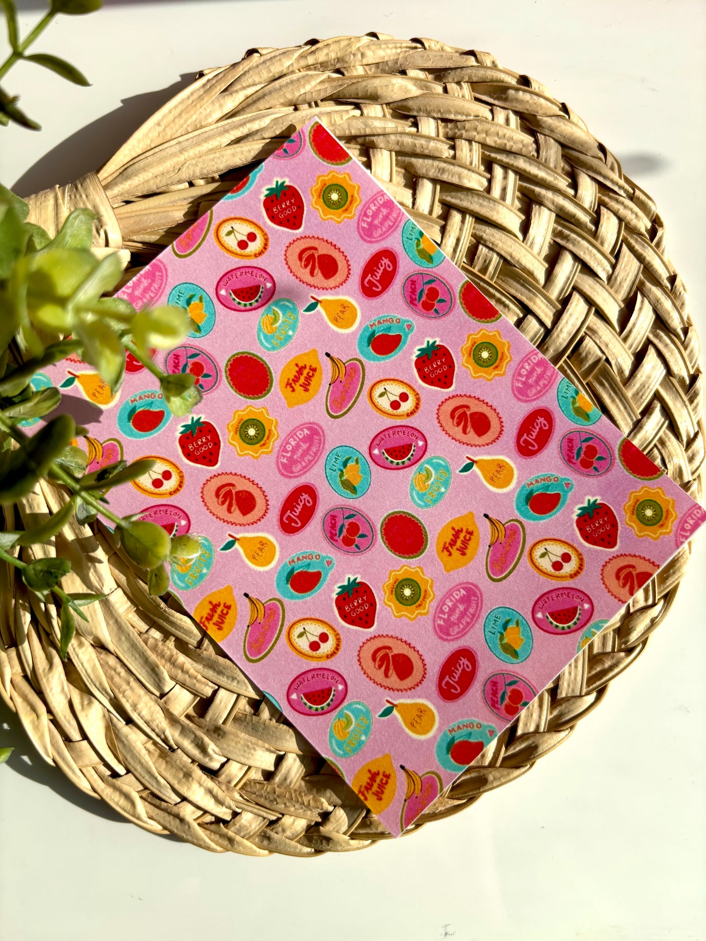 Fruit Sticker Pink Transfer Paper