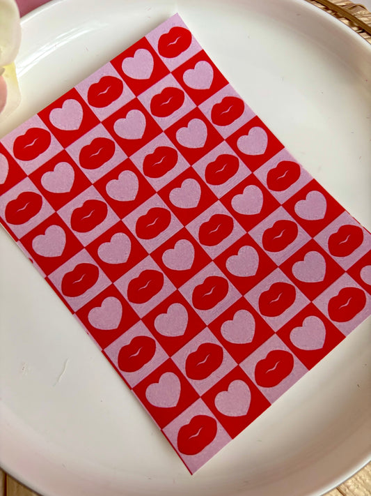 Heart Kiss Checks Transfer Paper