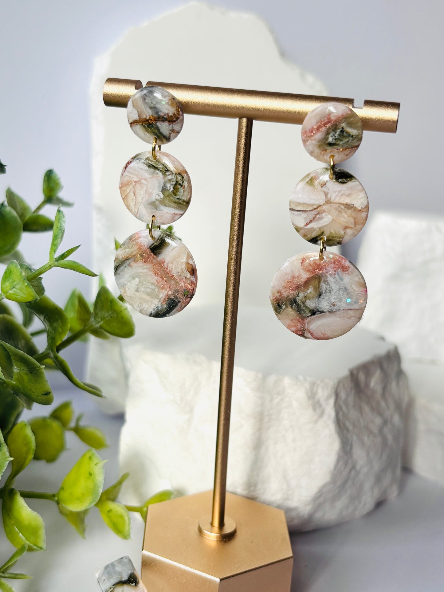 Stone & Metal Marble Earrings