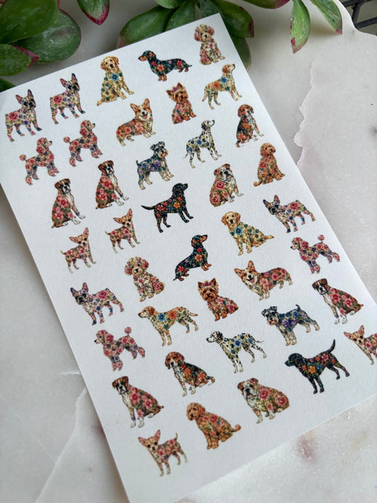Floral Dogs Charm Transfer Paper