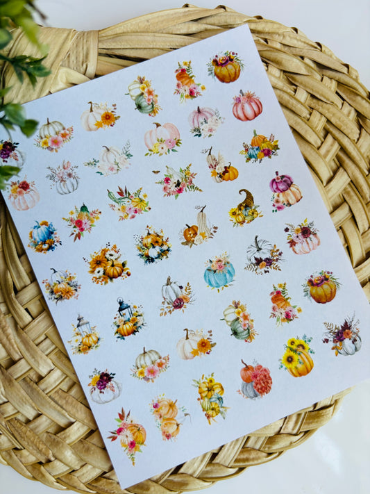 Floral Pumpkin Charms Transfer Paper