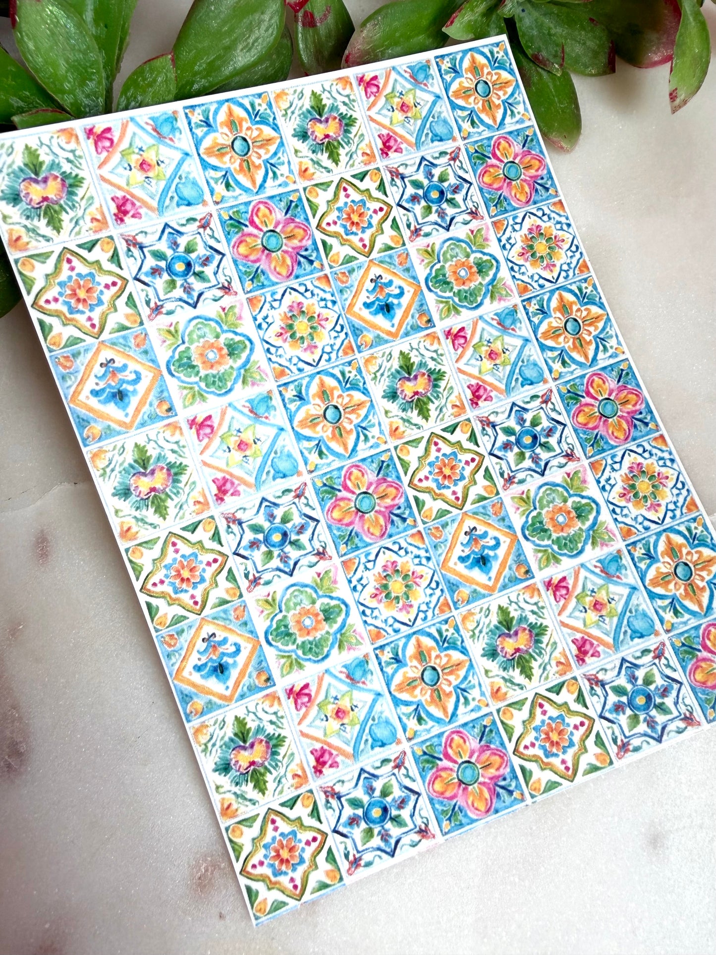 Mediterranean Mix Tile Transfer Paper
