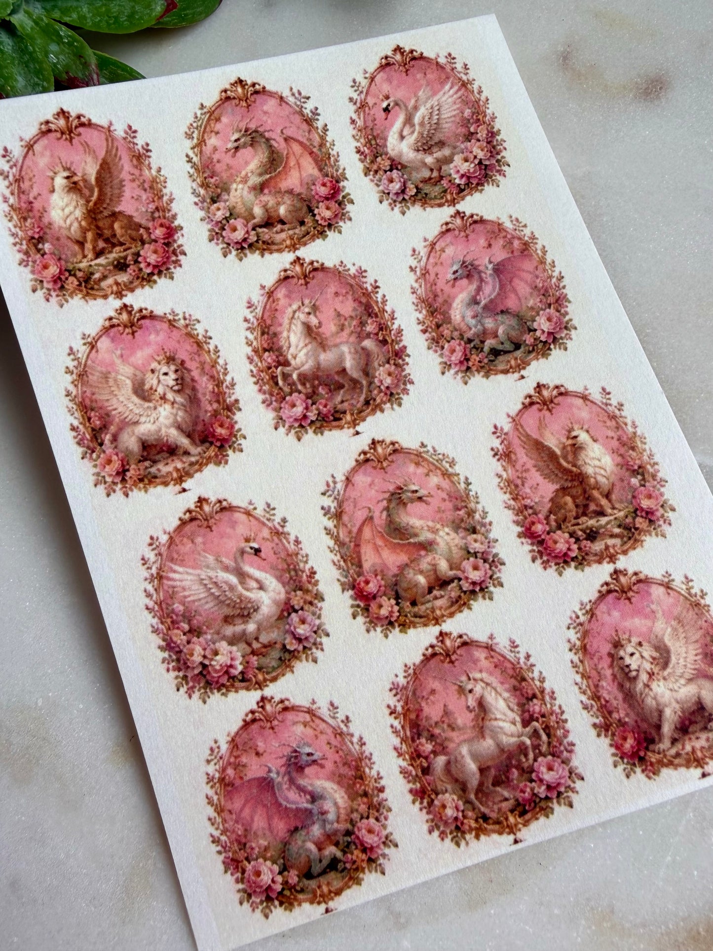 Rococo Mythical Beasts Transfer Paper