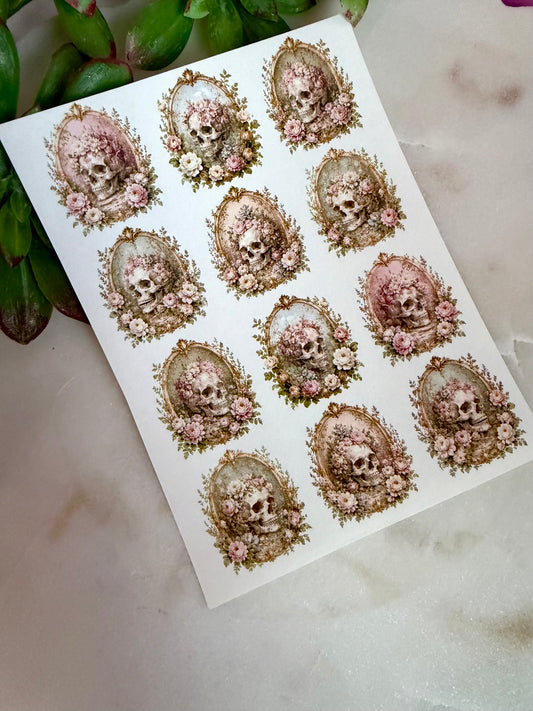 Pastel Skull Rococo Transfer Paper