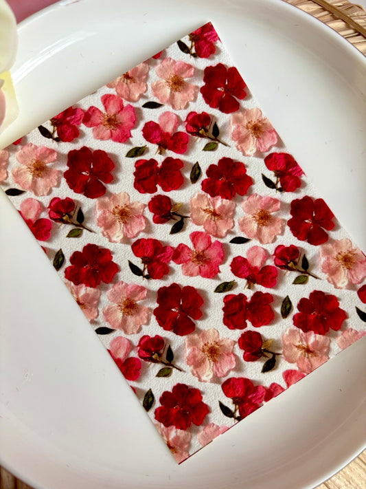 Red Pressed Flowers Transfer Paper