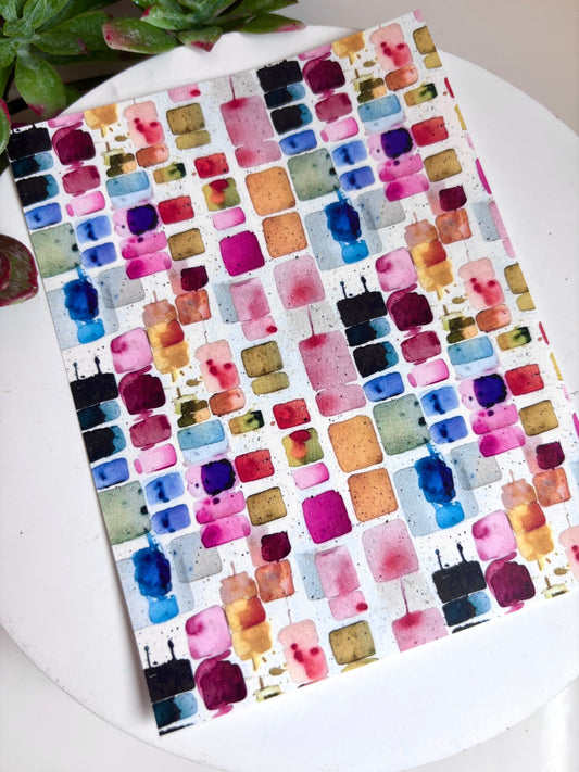 Watercolor Squares Transfer Paper